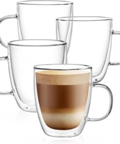 Insulated Glass Coffee Mugs Set of 4