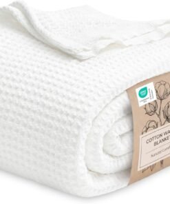 White Cotton Waffle Weave Queen Blanket