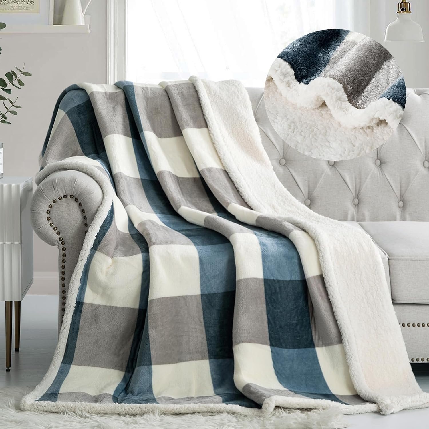 PU MEI Sherpa Fleece Throw Blanket Reversible