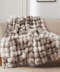 COOVA Tie-dye Brown Faux Fur Throw Blanket