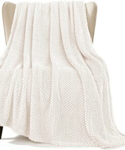 Ivory Extra Large Fluffy Fleece Throw Blanket