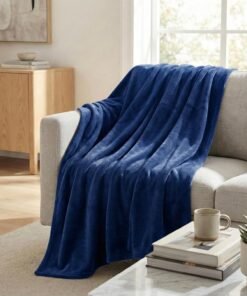Soft Blue Fleece Throw Blanket for Home