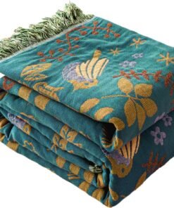 Boho Cotton Bird Quilt Throw Blanket 60x80