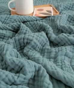 Cotton Muslin Throw Blanket Teal 50x71